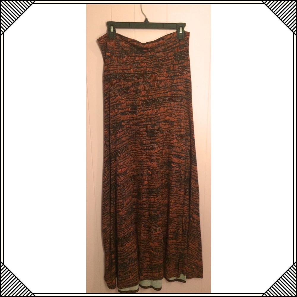 LuLaRoe Maxi Skirt M Burnt Orange and Black